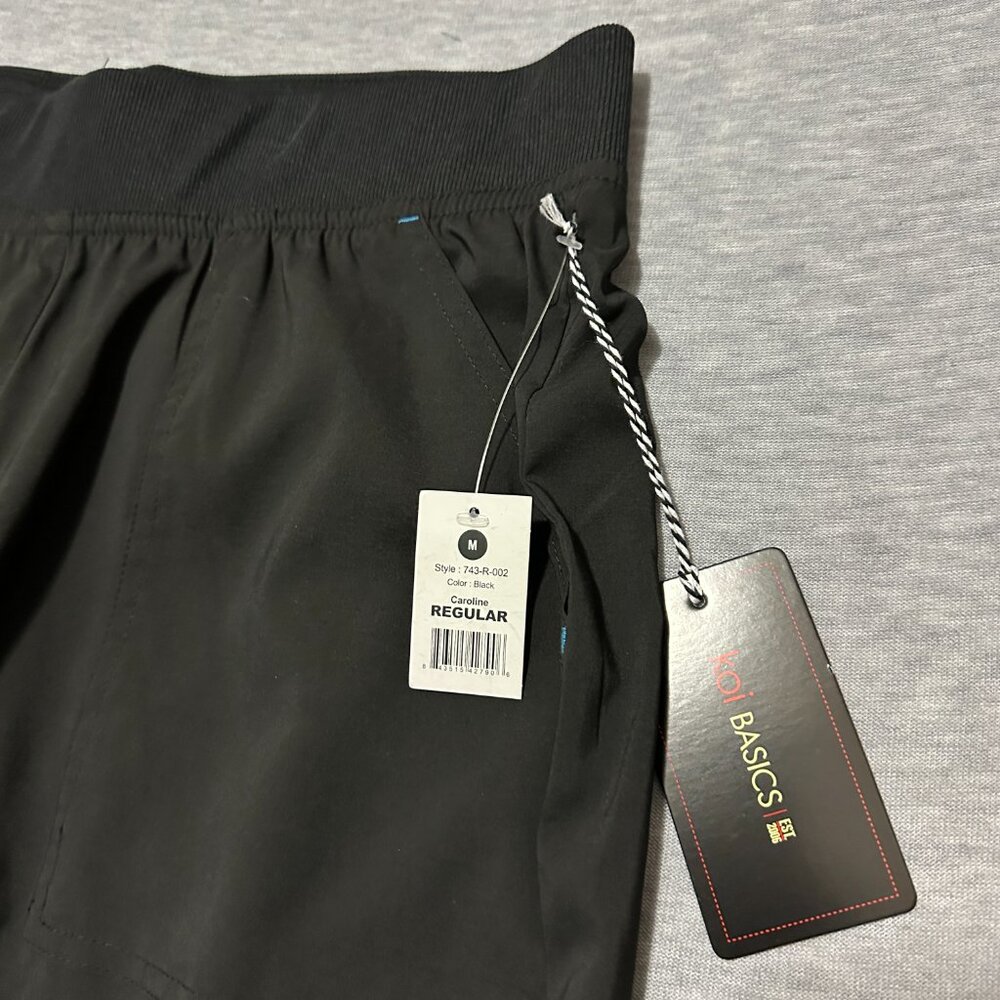 Koi Basics Caroline Womens 5-Pocket Stretch Scrub Pants Size M Black Lightweight - Picture 6 of 16